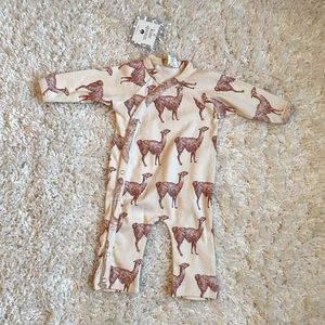 Kate Quinn Long Sleeve Kimono Jumpsuit | Auburn Llama | 0-3 months